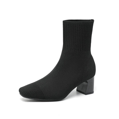 Mary | Classic Knit Block-Heel Orthopedic Sock Boots