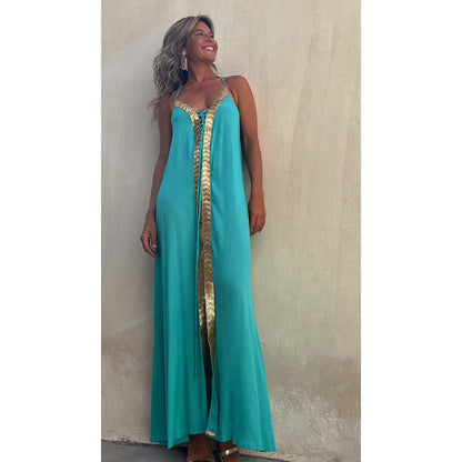 Elegant Lace-Up Halterneck Dress by Elizabeth Ainsley