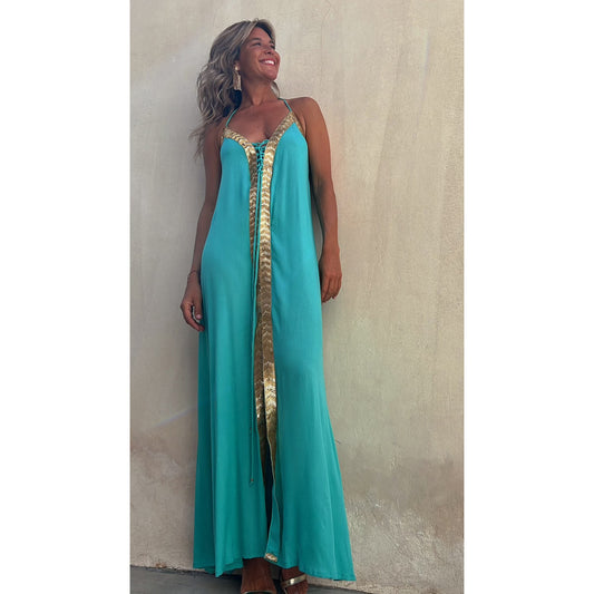 Elegant Lace-Up Halterneck Dress by Elizabeth Ainsley