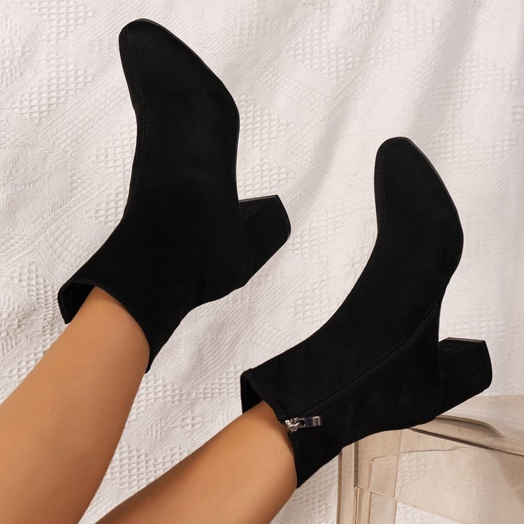 Elizabeth Ainsley Suede Stretch Boots - Pointed Toe Comfort
