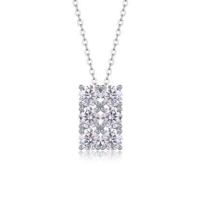 Rectangular Cluster Moissanite Pendant Necklace
