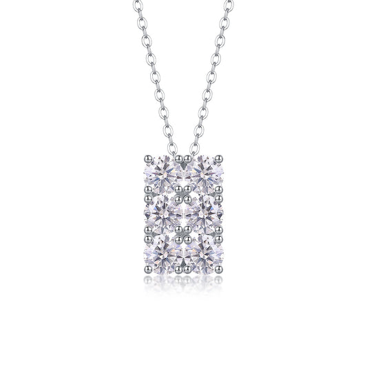 Rectangular Cluster Moissanite Pendant Necklace