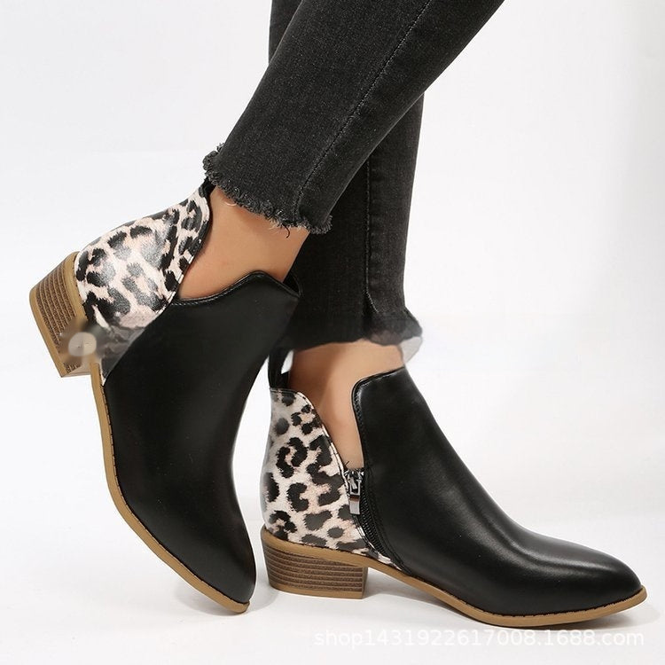 Elizabeth Ainsley Low Heel Martin Boots - Side Zipper