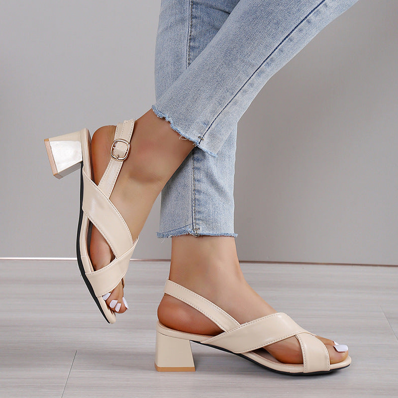 Chic Block Heel Sandals Elizabeth Ainsley Ankle Strap