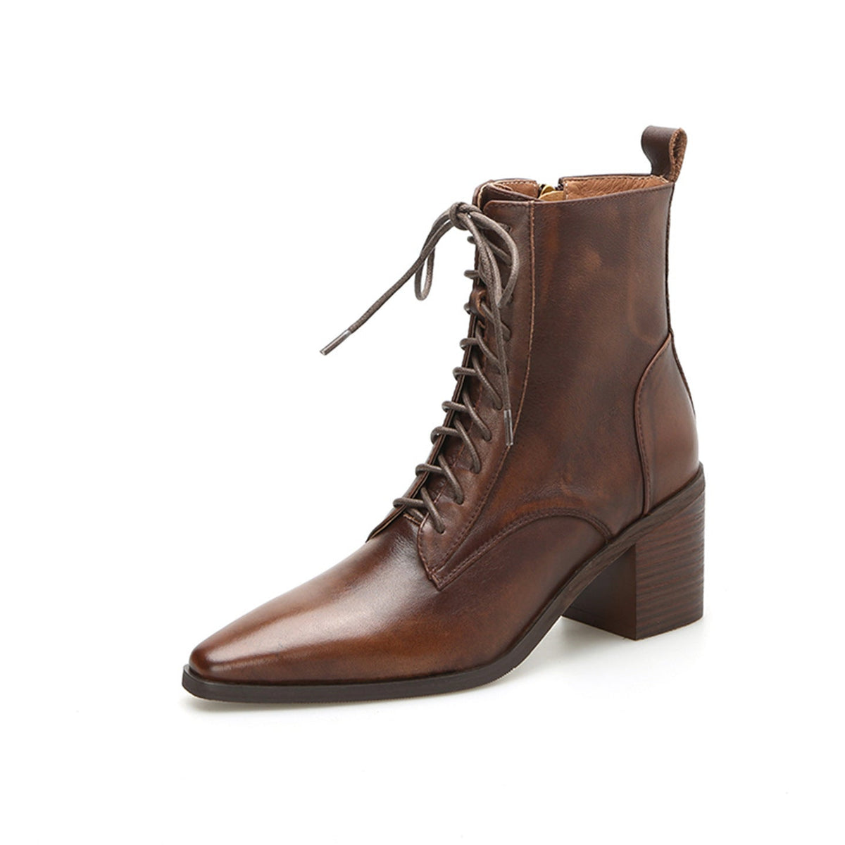 Elizabeth Ainsley Ankle Boots - Thick Heel Lace-Up Comfort