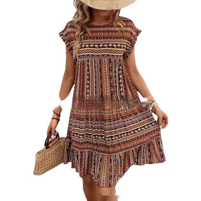Boho Patchwork Elizabeth Ainsley Summer Midi Dress
