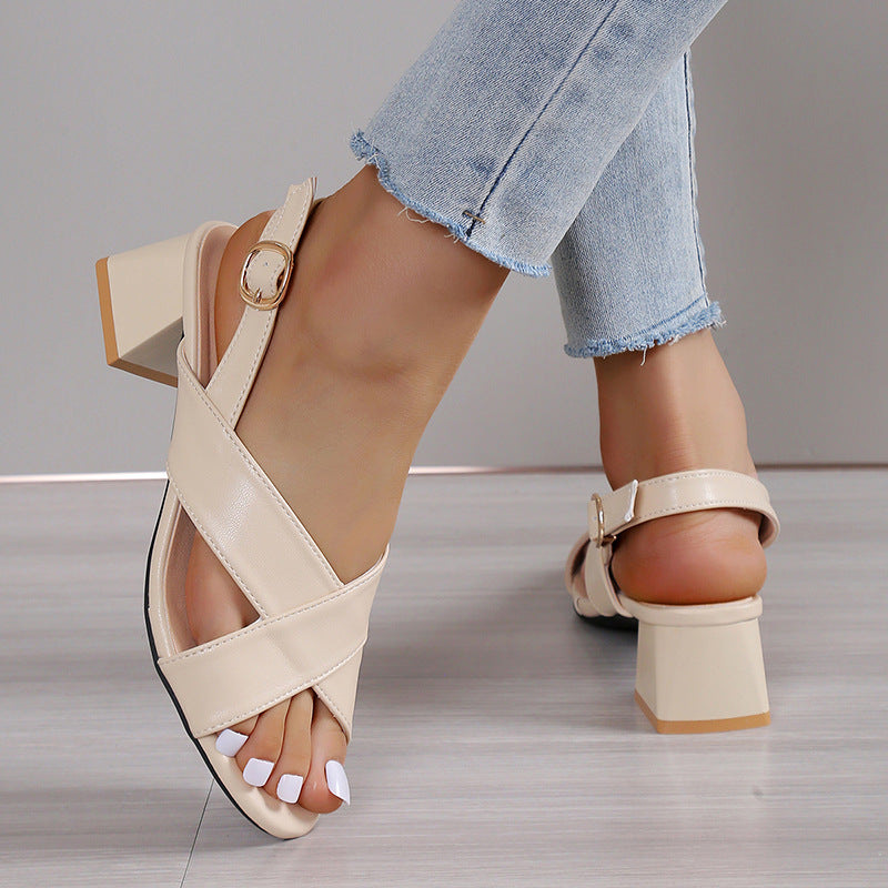 Chic Block Heel Sandals Elizabeth Ainsley Ankle Strap