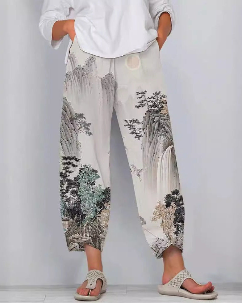 Artful Linen Elizabeth Ainsley 3D Pattern Pants