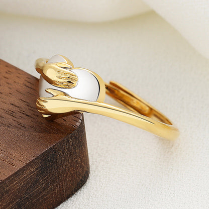 Embrace Hands Ring – Gold & Silver Tone Open Band