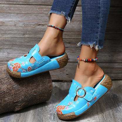 Boho Floral Elizabeth Ainsley Platform Clogs Sandals