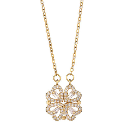 Gold Crystal Heart Cluster Necklace – Elegant Multi-Heart Pendant Chain