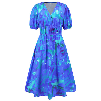 Bohemian Floral V-Neck Dress by Elizabeth Ainsley