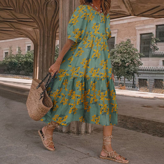 Floral Print Elizabeth Ainsley Summer Midi Dress