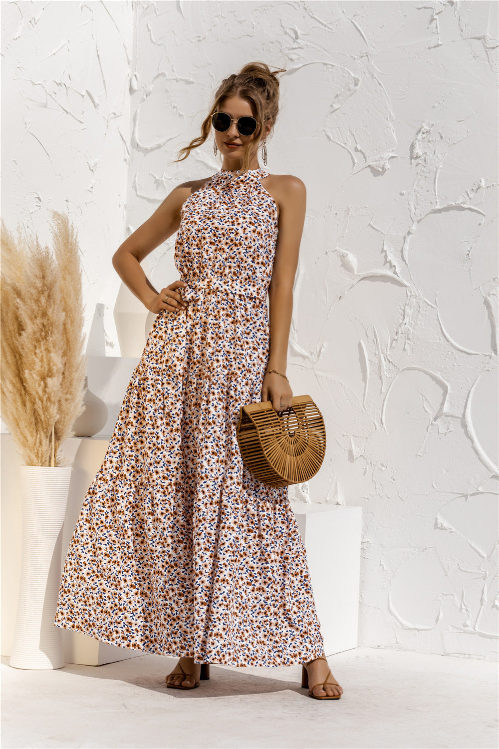 Printed Halter Maxi Dress by Elizabeth Ainsley