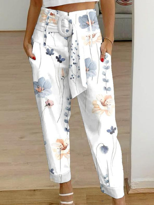 Floral Linen Cropped Pants Elizabeth Ainsley Women’s