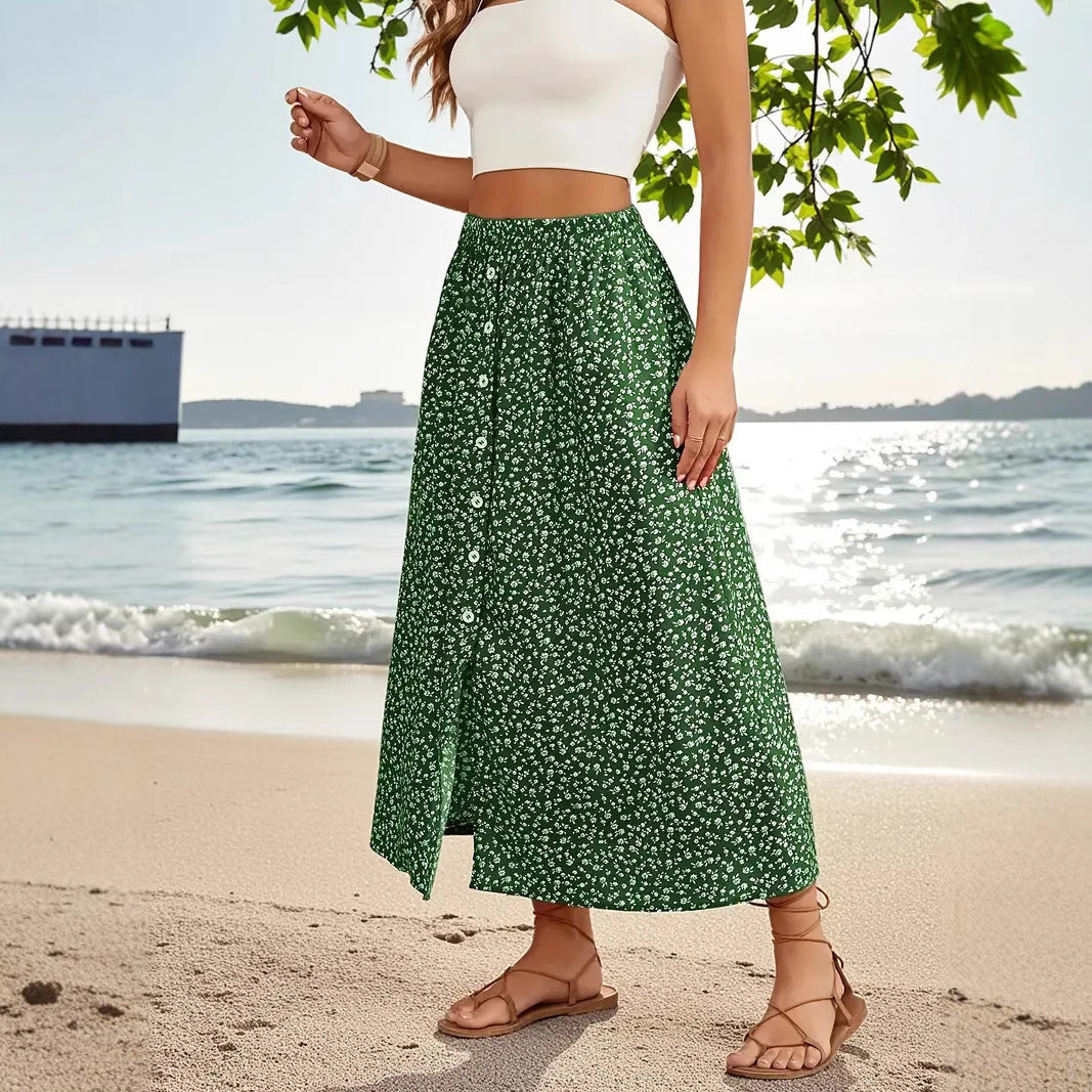Pastoral Floral A-Line Skirt by Elizabeth Ainsley