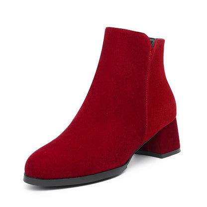 Elizabeth Ainsley Suede Boots - Pointed Toe, Side Zipper