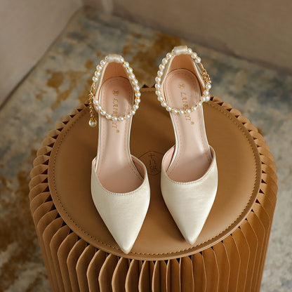 Elegant Elizabeth Ainsley Satin Tassel Stiletto Heels