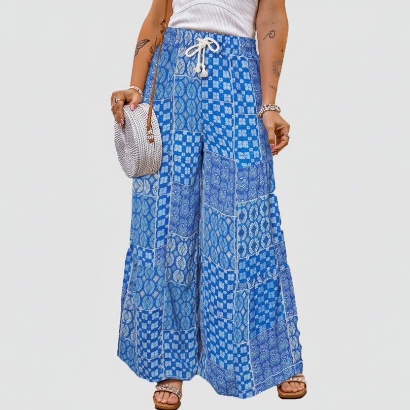 Boho Floral Elizabeth Ainsley Wide Leg Pants