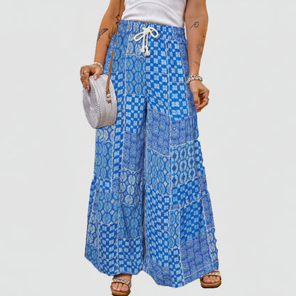 Boho Floral Elizabeth Ainsley Wide Leg Pants