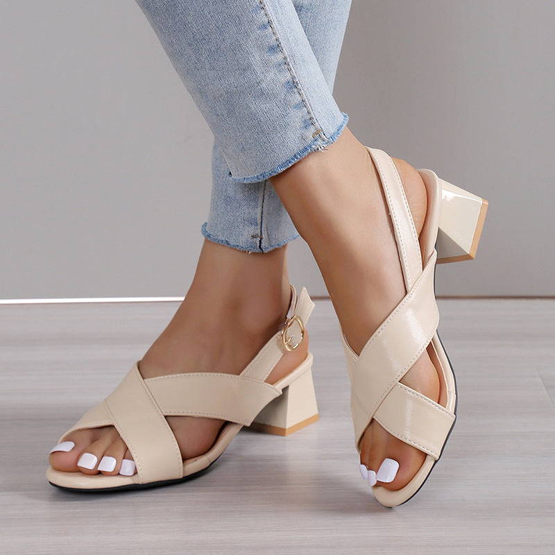 Chic Block Heel Sandals Elizabeth Ainsley Ankle Strap