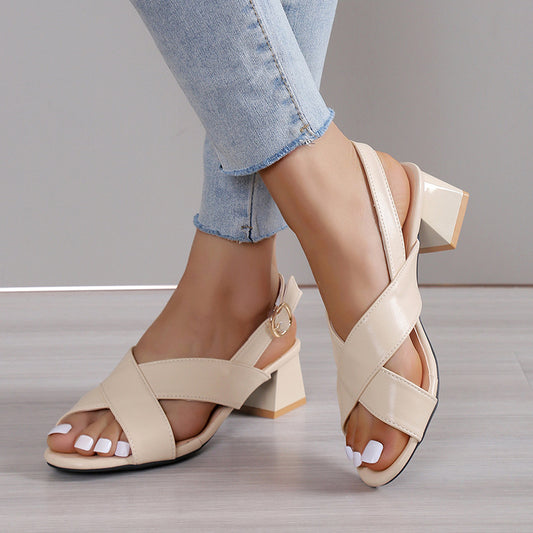 Chic Block Heel Sandals Elizabeth Ainsley Ankle Strap