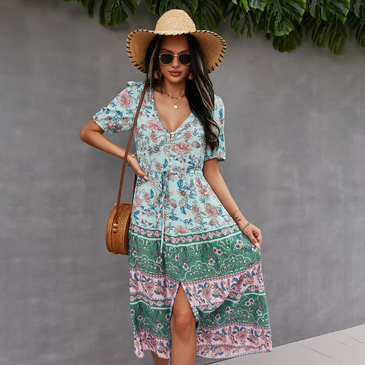 Boho Floral Printed Dress Elizabeth Ainsley Summer Style