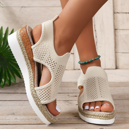 Chic Woven Wedge Sandals by Elizabeth Ainsley