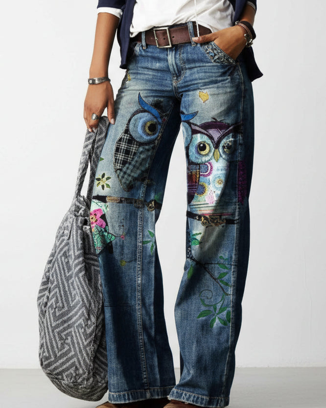 Artistic Floral Wide Leg Pants by Elizabeth Ainsley
