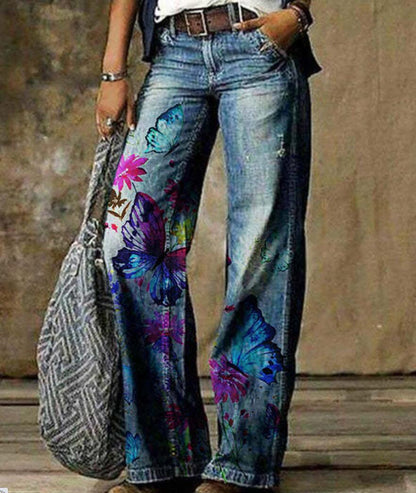 Artistic Floral Wide Leg Pants by Elizabeth Ainsley
