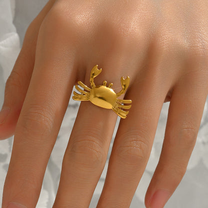 Sculptural Crab Statement Ring