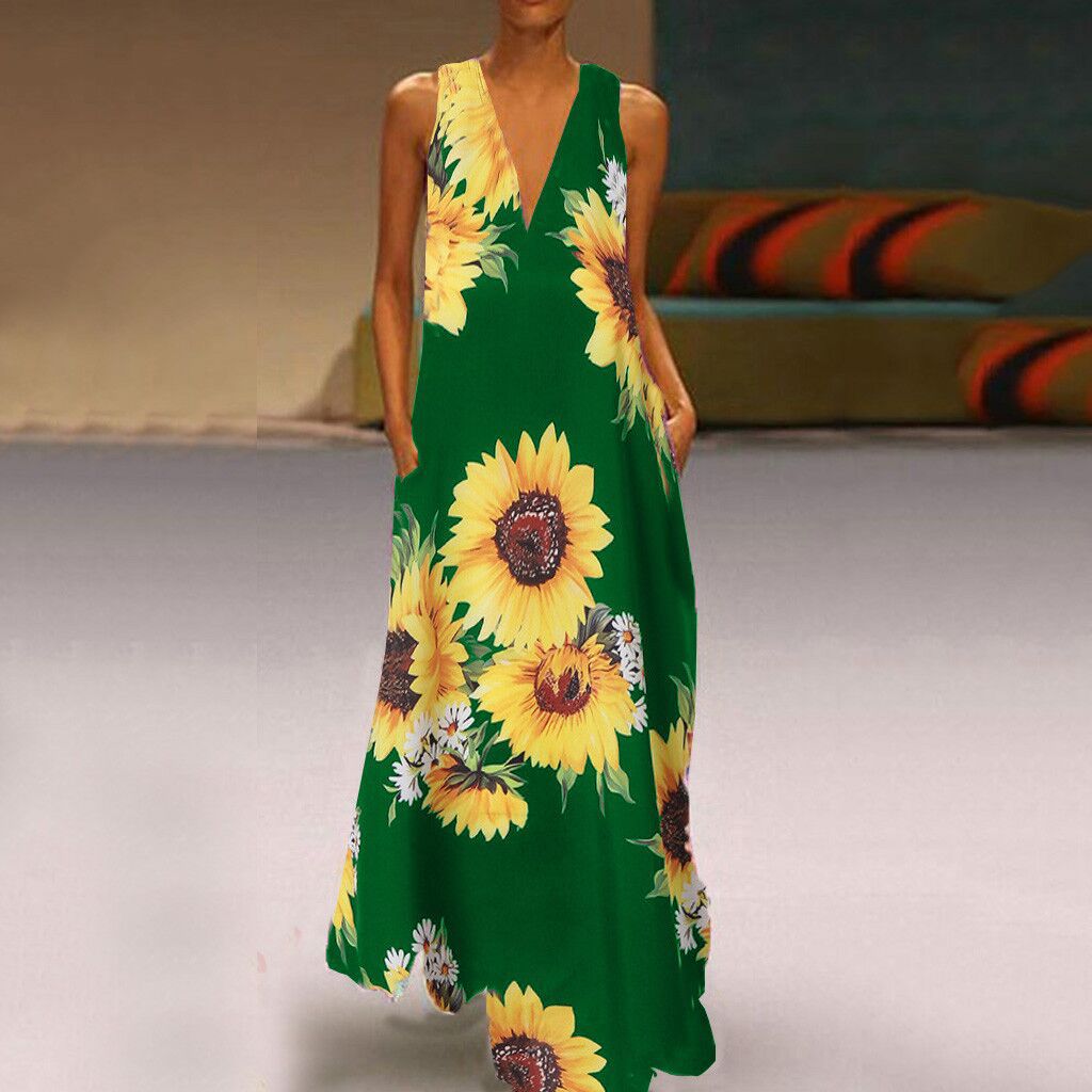 Boho Floral Elizabeth Ainsley Sleeveless Maxi Dress