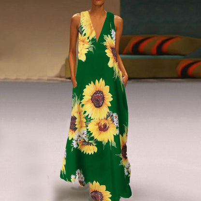 Boho Floral Elizabeth Ainsley Sleeveless Maxi Dress