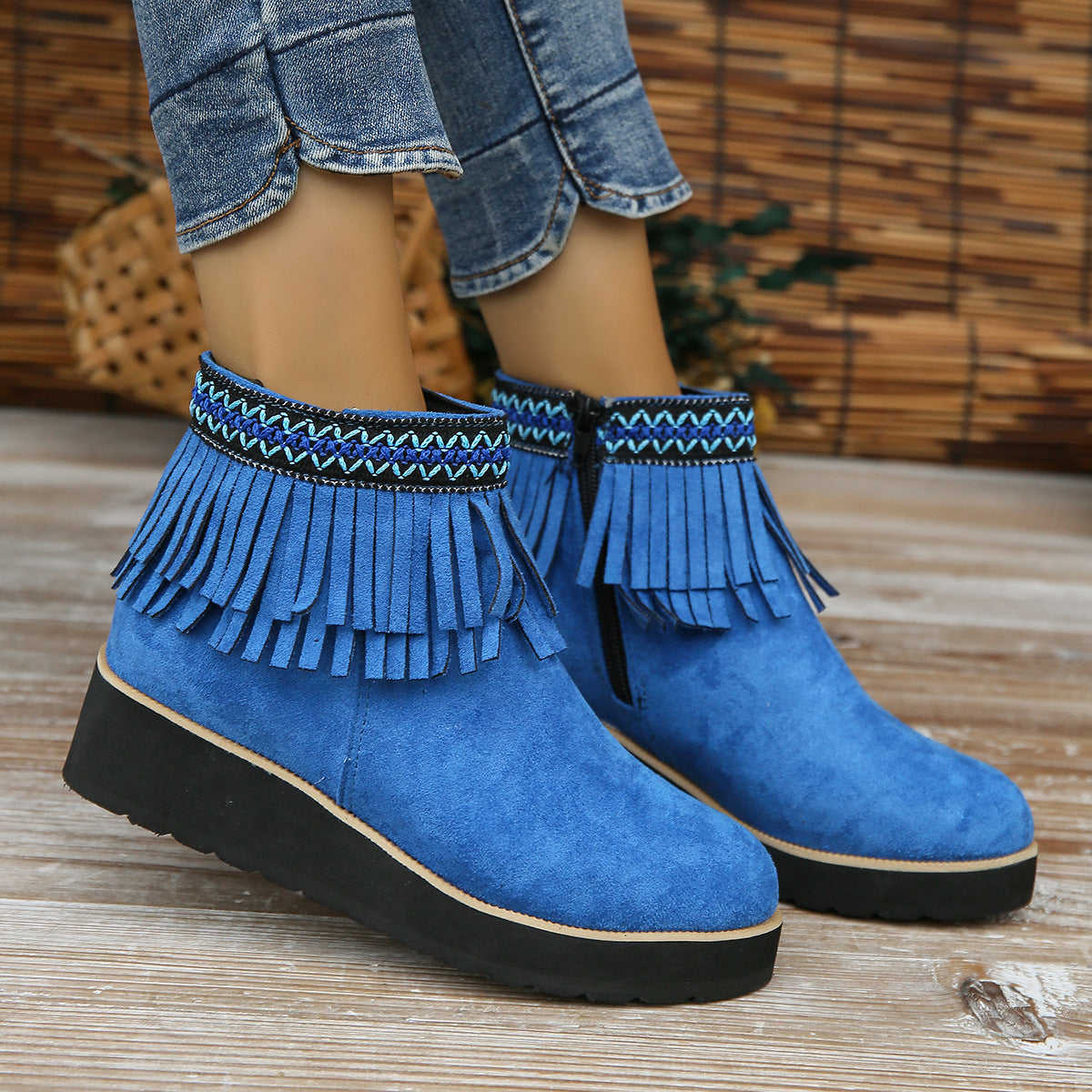 Elizabeth Ainsley Wedge Bootie - Fringe Comfort Design