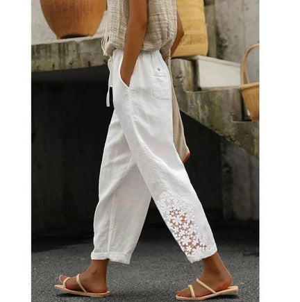 Elegant Cotton Linen Cropped Pants Elizabeth Ainsley