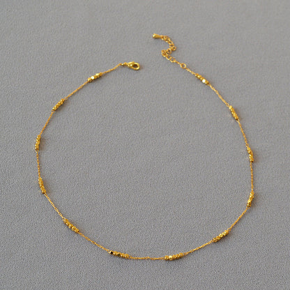 Krystal Crafts Minimal Gold Beaded Chain Necklace