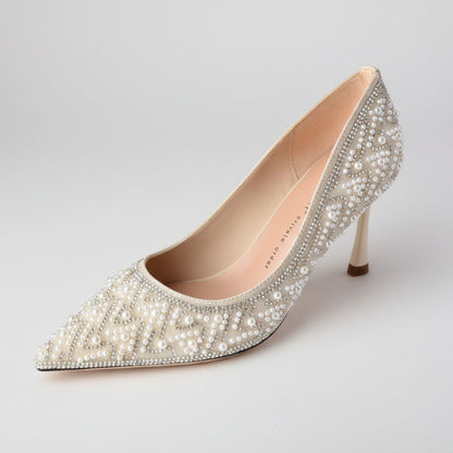 Elegant Pearl Stiletto Heels by Elizabeth Ainsley
