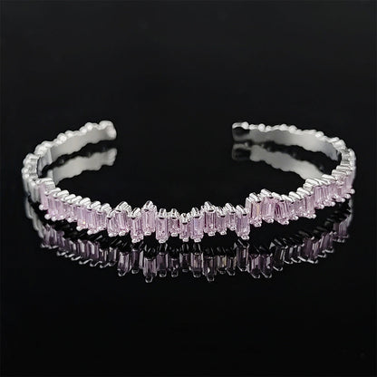 Multi-Stone Bangle Bracelet with Linear Faceted Design