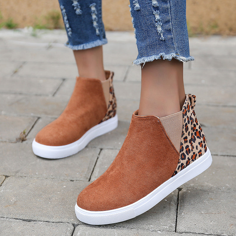 Elizabeth Ainsley Leopard Flats - Elastic V Cutout Comfort