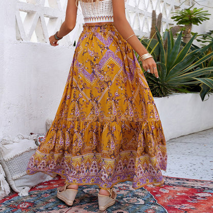 Boho Geometric Elizabeth Ainsley Swing Maxi Skirt