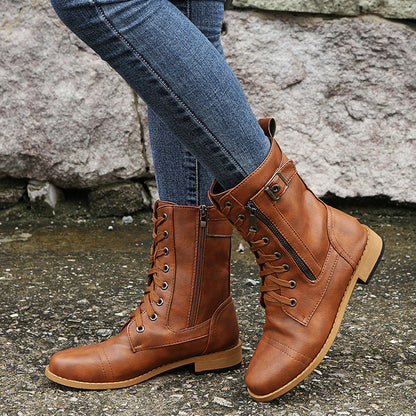 Elizabeth Ainsley Women's Lace Up Low Heel Boots - Supportive
