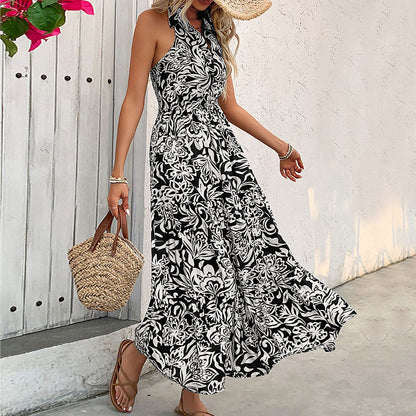 Elegant Floral Halter Dress by Elizabeth Ainsley