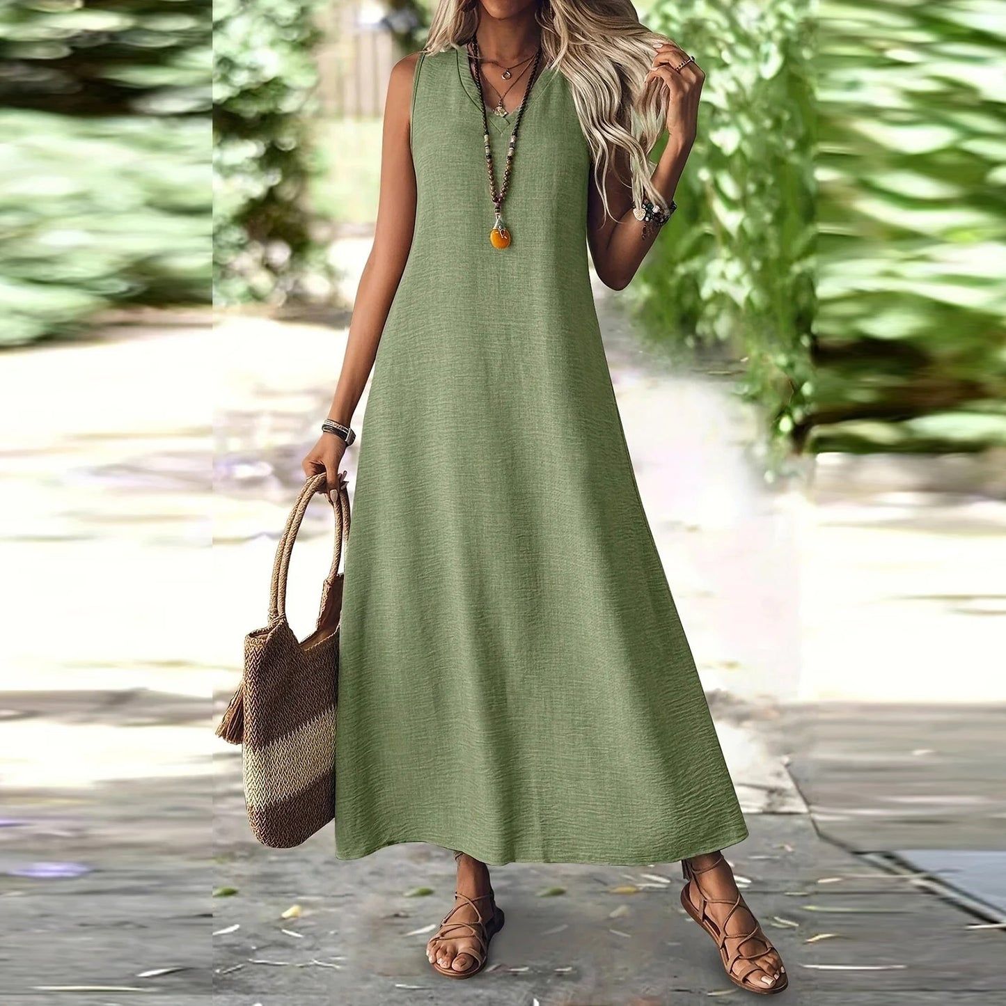 Chic Hemp Sleeveless Dress Elizabeth Ainsley