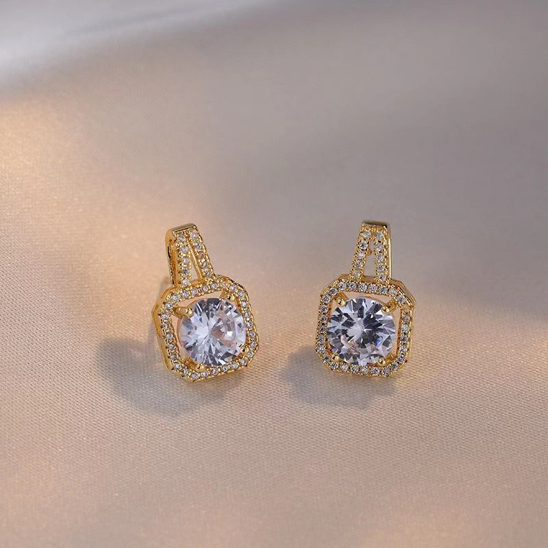 Gold Square Halo Jewelry Set