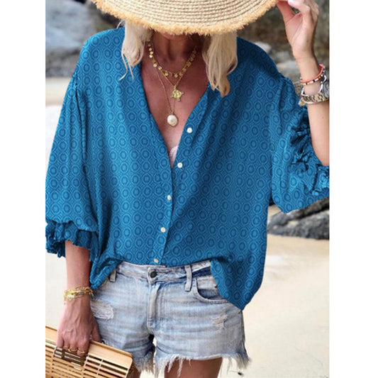 Chic Dot Button Down Blouse by Elizabeth Ainsley