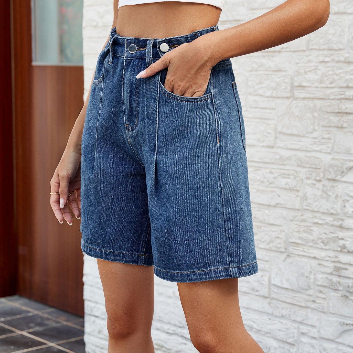 Adjustable Waist Denim Shorts Elizabeth Ainsley Women’s