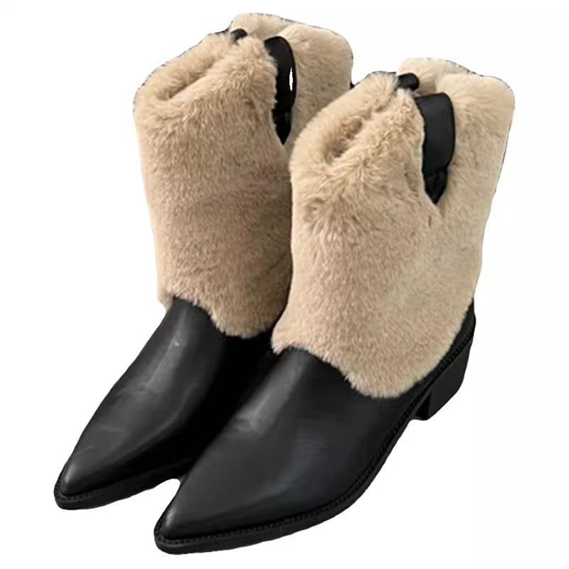 Elizabeth Ainsley Velvet Thermal Booties - Pointed Toe