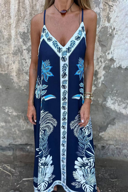 Retro Floral Elizabeth Ainsley Printed Midi Dress