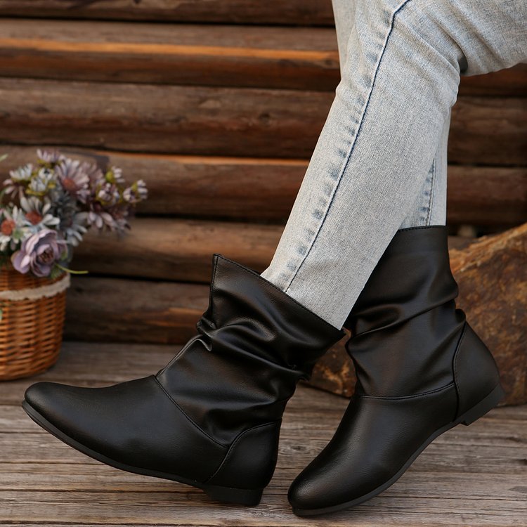 Elizabeth Ainsley Flat Boots - Slip-On Western Comfort