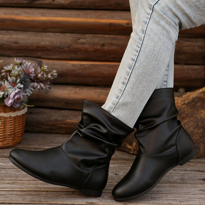 Elizabeth Ainsley Flat Boots - Slip-On Western Comfort